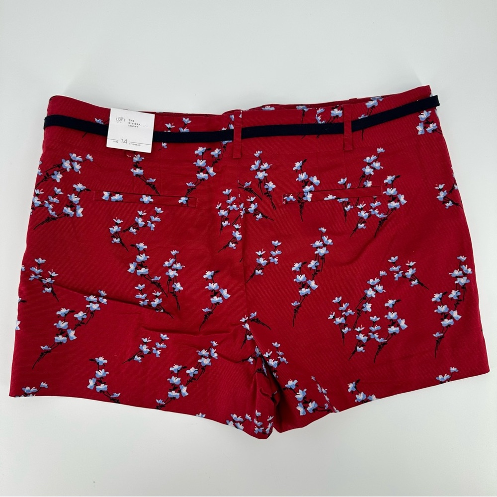 LOFT The Riviera Short Floral Printed Tie Waist Size 14 NWT - Picture 5 of 7